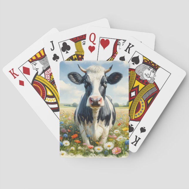 Wildblommor Holstein Dairy Cow Casinokort (Baksidan)