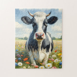 Wildblommor Holstein Dairy Cow Pussel