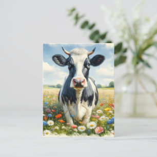 Wildblommor Holstein Dairy Cow Vykort