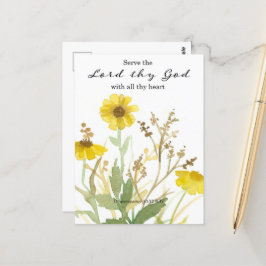 Wildblommor i Bible Deuteronomy Scripture Gult Vykort