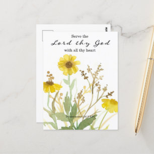 Wildblommor i Bible Deuteronomy Scripture Gult Vykort