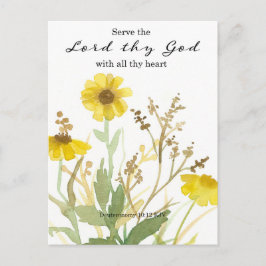 Wildblommor i Bible Deuteronomy Scripture Gult Vykort