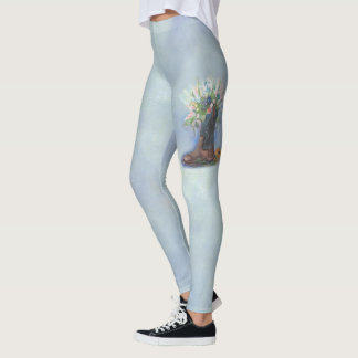 Wildblommor i en Cowboy Boot Leggings