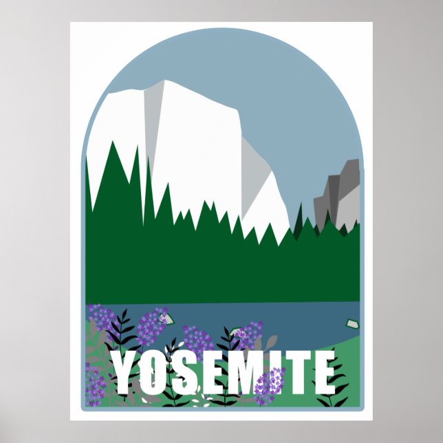 Wildblommor i nationalparken Yosemite Illustration Poster (Framsidan)