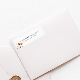 Wildblommor i Orangen Modern Minimal Watercolor Returadress Etikett