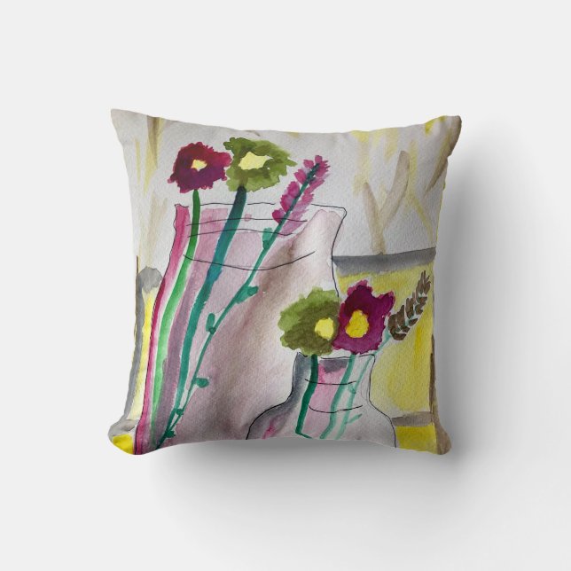 Wildblommor i vas abstrakt art kudde (Framsida)