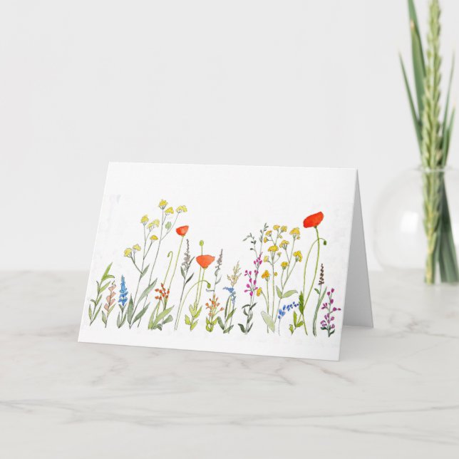 Wildblommor i vattenfärger kort (Framsida)
