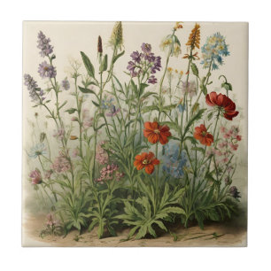 Wildblommor Illustration Kakelplatta