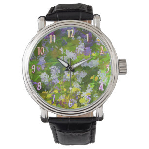 Wildblommor Impasto Painting - Original Flower Art Armbandsur