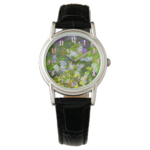 Wildblommor Impasto Painting - Original Flower Art Armbandsur