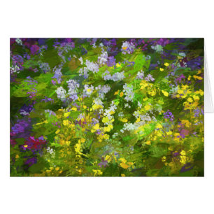 Wildblommor Impasto Painting - Original Flower Art Hälsningskort