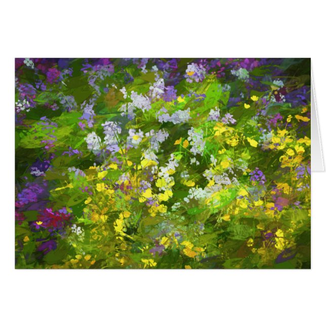 Wildblommor Impasto Painting - Original Flower Art Hälsningskort (Framsidan Horizontal)