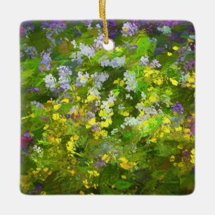 Wildblommor Impasto Painting - Original Flower Art Julgransprydnad Keramik
