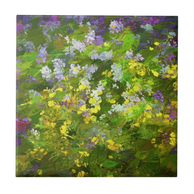 Wildblommor Impasto Painting - Original Flower Art Kakelplatta (Framsidan)