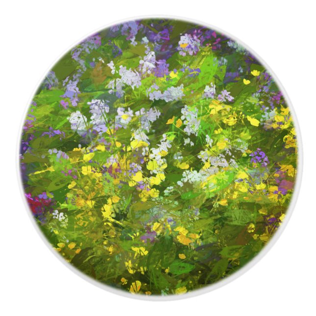 Wildblommor Impasto Painting - Original Flower Art Knopp (Framsidan)