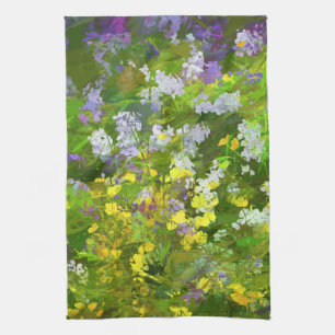 Wildblommor Impasto Painting - Original Flower Art Kökshandduk