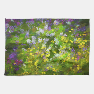 Wildblommor Impasto Painting - Original Flower Art Kökshandduk