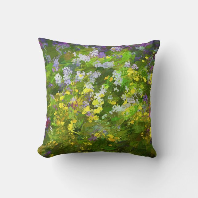 Wildblommor Impasto Painting - Original Flower Art Kudde (Framsida)
