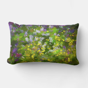 Wildblommor Impasto Painting - Original Flower Art Lumbarkudde