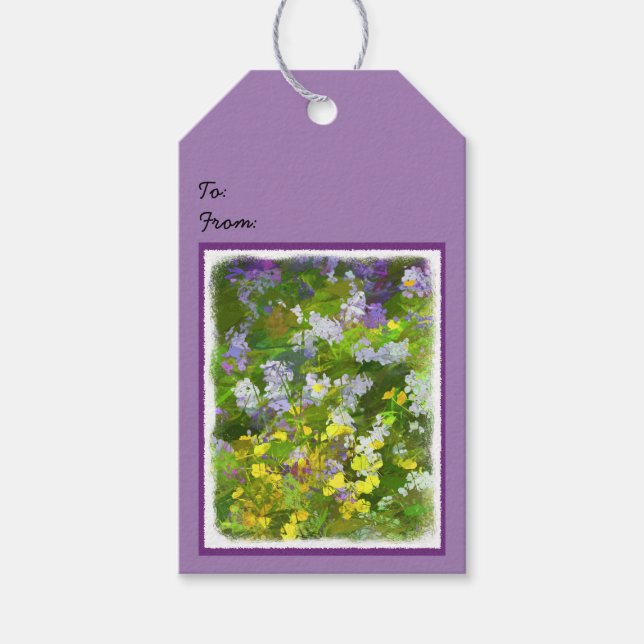 Wildblommor Impasto Painting - Original Flower Art Presentetikett (Framsidan)
