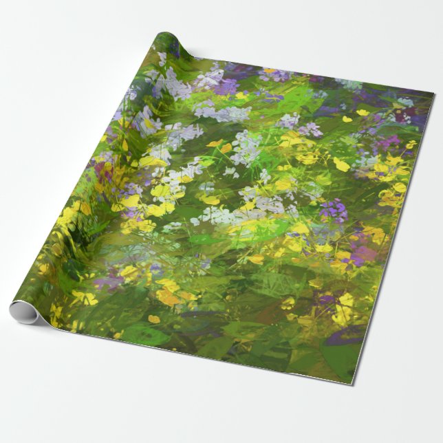 Wildblommor Impasto Painting - Original Flower Art Presentpapper (Utrullad)