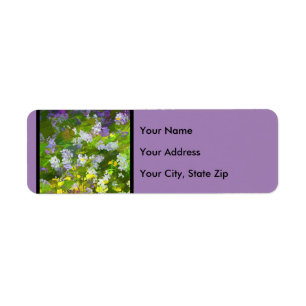 Wildblommor Impasto Painting - Original Flower Art Returadress Etikett