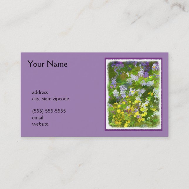 Wildblommor Impasto Painting - Original Flower Art Visitkort (Framsida)