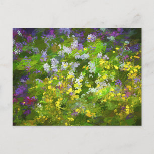 Wildblommor Impasto Painting - Original Flower Art Vykort