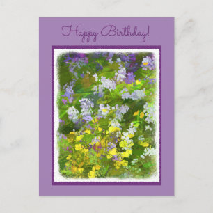 Wildblommor Impasto Painting - Original Flower Art Vykort