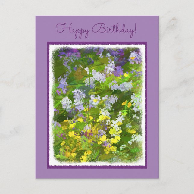 Wildblommor Impasto Painting - Original Flower Art Vykort (Framsida)