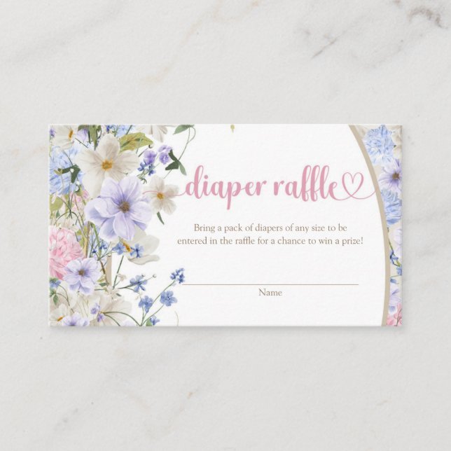 Wildblommor Ivory pastel rosa  blöjräff Tilläggskort (Framsida)