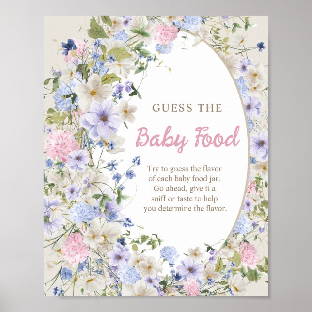 Wildblommor Ivory Pastel rosa Gissa baby mat Poster (Framsidan)