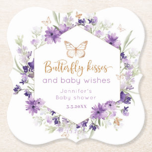 Wildblommor lila Butterfly kysser babydusch Underlägg Papper