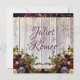 Wildblommor, Lila Ribbon & Ljus Bröllop 2 Inbjudningar