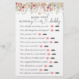 Wildblommor Meadow Baby Shower "Gissa vem" Game