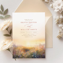 Wildblommor Meadow Earthy Elegant bröllop Inbjudningar