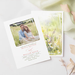 Wildblommor Meadow Elegant Romantic Bröllop Photo Inbjudningar