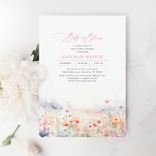 Wildblommor Meadow Elegant Summer Baby Shower Inbjudningar