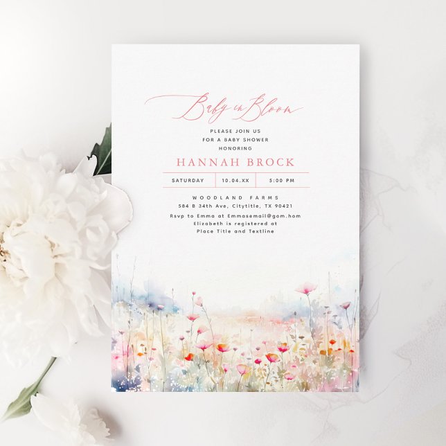 Wildblommor Meadow Elegant Summer Baby Shower Inbjudningar (Skapare uppladdad)