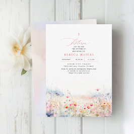Wildblommor Meadow Elegant Summer Baptism Inbjudningar