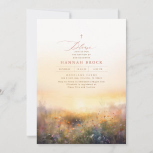 Wildblommor Meadow Elegant Summer Baptism Inbjudningar