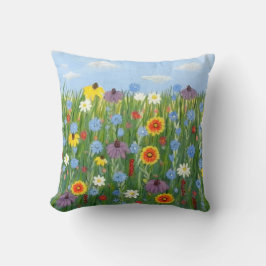 Wildblommor med Blå himmel Kudde