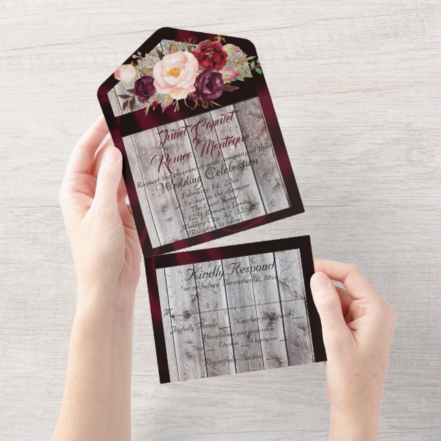 Wildblommor med Burgundy Ribbon & Ljus Bröllop (Tearaway)