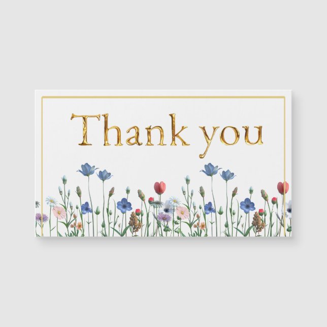 Wildblommor med Elegant Guld Script Tack (Framsida)