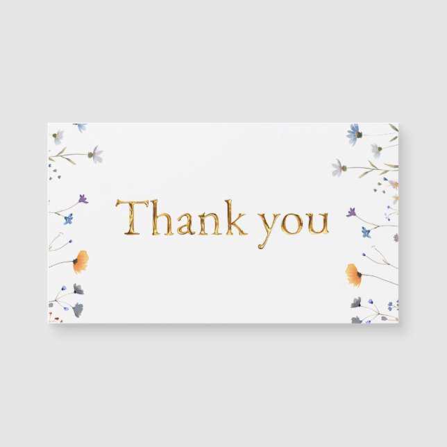 Wildblommor med Elegant Guld Script Tack (Framsida)