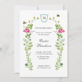 Wildblommor med monogram Påsk Luncheon Meddelande