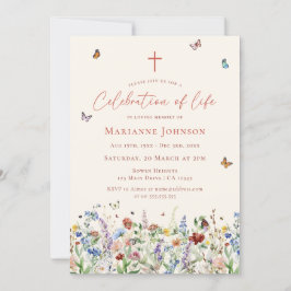 Wildblommor Memorial Service Firande of Life Inbjudningar