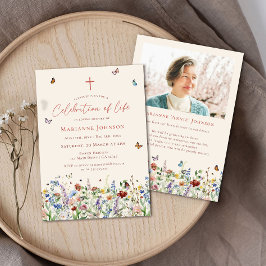 Wildblommor Memorial Service Firande of Life Inbjudningar