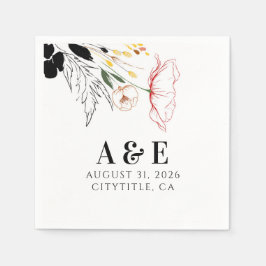 Wildblommor Modern Boho Black Accents Pappersservett