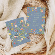 Wildblommor Modern Elegant Dusty Blue Bröllop